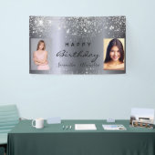Verjaardagsfoto zilveren glitter beste vrienden tw spandoek (Beurs)