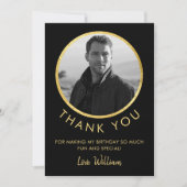 Verjaardagsfoto zwart en goud bedankkaart (Voorkant)
