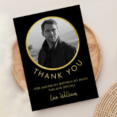 Verjaardagsfoto zwart en goud bedankkaart