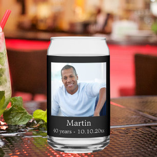 Verjaardagsfoto zwart wit blikvorm glas