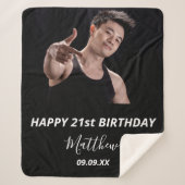 Verjaardagsfoto zwart wit modern guy sherpa deken (Voorkant)