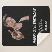 Verjaardagsfoto zwart wit modern guy sherpa deken (Voorkant (horizontaal))