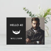 Verjaardagsfoto zwarte witte baard kaart (Staand voorkant)