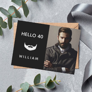 Verjaardagsfoto zwarte witte baard kaart