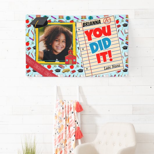 Verjaardagsfotobanner voor kleuterschool/afsluitin spandoek (Insitu)