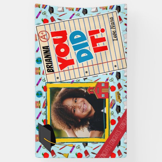 Verjaardagsfotobanner voor kleuterschool/afsluitin spandoek (Verticaal)