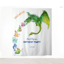 Verjaardagsfotobehang met zachte draakmonsters