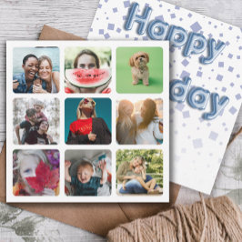 Verjaardagsfotocollage & ballontekst  feestdagenkaart