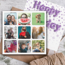Verjaardagsfotocollage & ballontekst vakantie feestdagenkaart