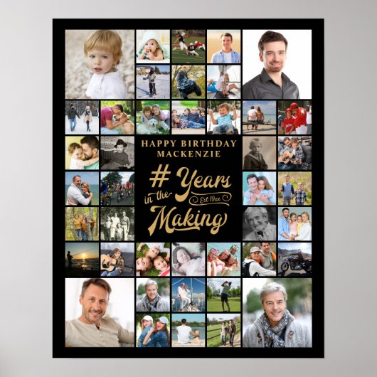 Verjaardagsfotocollage JAAR IN DE MAKING Poster (Voorkant)