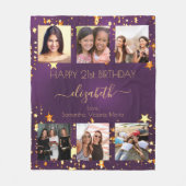 Verjaardagsfotocollage paarse gouden beste vriende fleece deken (Voorkant)