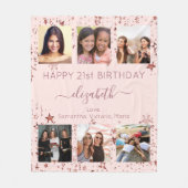 Verjaardagsfotocollage roos gouden beste vrienden fleece deken (Voorkant)