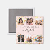 Verjaardagsfotocollage roos gouden beste vrienden magneet (Voorkant / Achterkant)