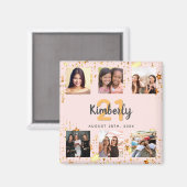 Verjaardagsfotocollage roos gouden beste vrienden magneet (Voorkant / Achterkant)