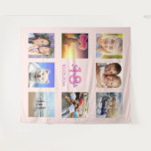 Verjaardagsfotocollage roze goud roze voor 18 jaar wandkleed (Voorkant (horizontaal))
