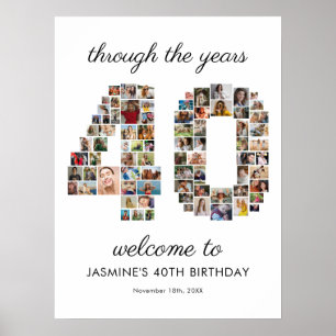 Verjaardagsfotocollage welkom 40 jaar poster