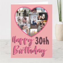 Verjaardagsfotocollagekaart voor elke leeftijd, 30