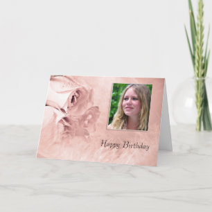 Verjaardagsfotokaart met een roos kaart