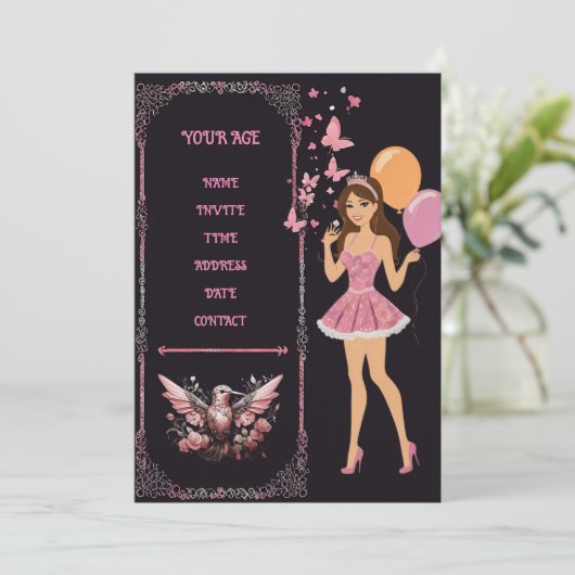 Verjaardagsfototemplate die je volledig kunt perso kaart (Staand voorkant)