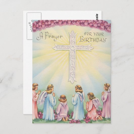 Verjaardagsgebed van engelen briefkaart (Voorkant / Achterkant)