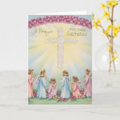 Verjaardagsgebed van engelen kaart (Gele Bloem)