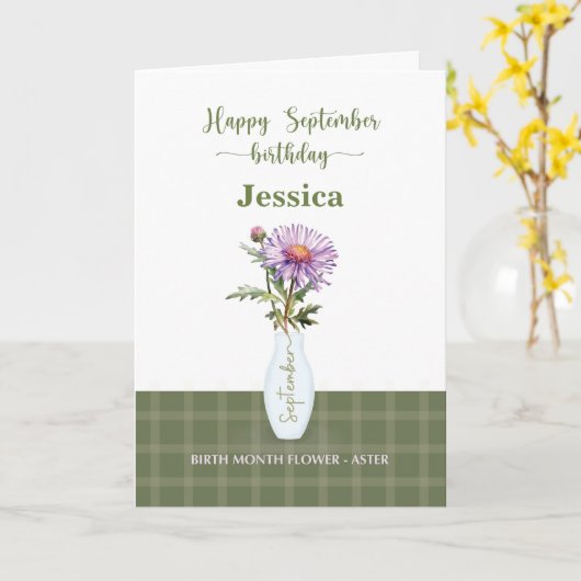 Verjaardagsgeboortemaandbloem Aster in September Kaart (Gele Bloem)