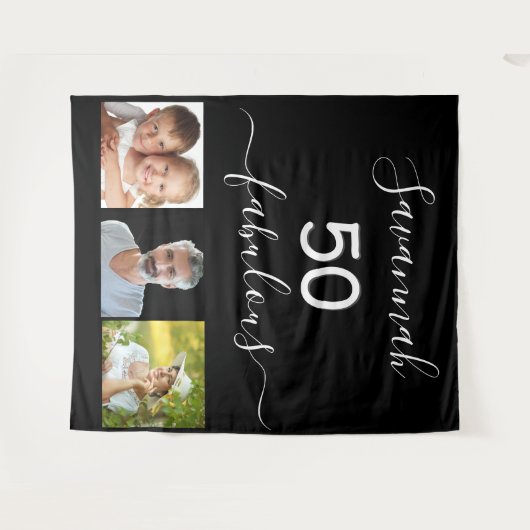 Verjaardagsgebruik met prachtige zwarte verrassing wandkleed (Voorkant (horizontaal))