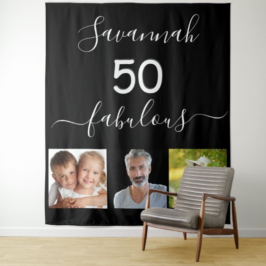 Verjaardagsgebruik met prachtige zwarte verrassing wandkleed (In situ)