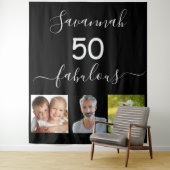 Verjaardagsgebruik met speciale foto op zwarte ach wandkleed (In situ)