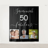 Verjaardagsgebruik met speciale foto op zwarte ach wandkleed (Voorkant)