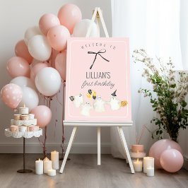 Verjaardagsgeest en Black Bow Baby shower Poster