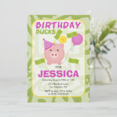 Verjaardagsgeld Spaarpot Meisje Feest Uitnodiging (Staand voorkant)