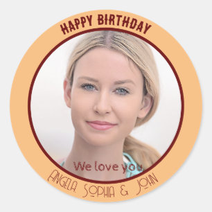 Verjaardagsgeluk: Ronde Happy Birthday Sticker