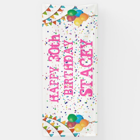 Verjaardagsgelukzaligheid: banner voor meisjes (Verticaal)