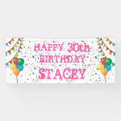 Verjaardagsgelukzaligheid:  banner voor meisjes (Horizontaal)