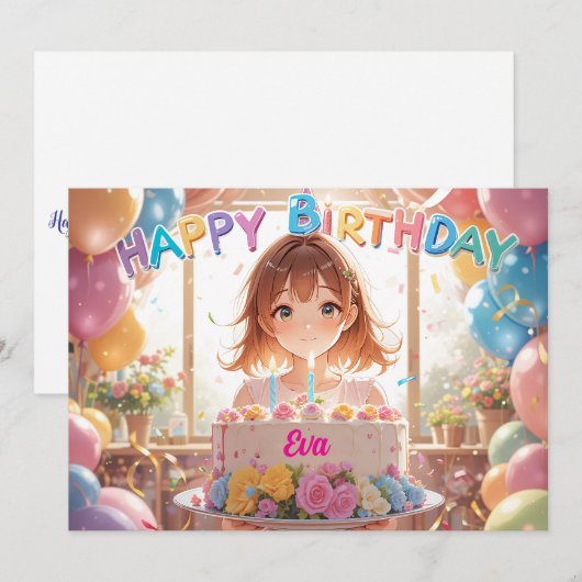 Verjaardagsgelukzaligheid in anime stijl (Voorkant / Achterkant)