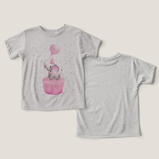 Verjaardagsgelukzaligheid: olifant met balloncupca (Ontwerp Voorkant & Achterkant)