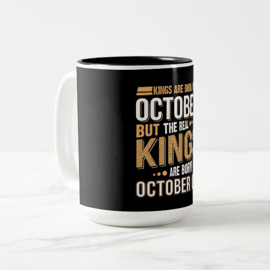 verjaardagsgeschenk | Koningen worden geboren in o Tweekleurige Koffiemok (Voorkant links)