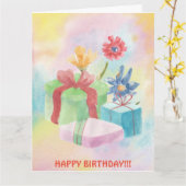 VERJAARDAGSGESCHENKEN EN BLOEMEN KAART (Gele Bloem)