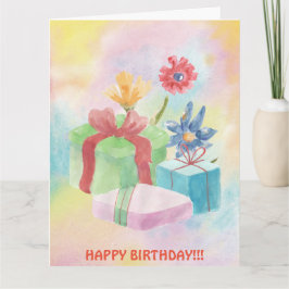 VERJAARDAGSGESCHENKEN EN BLOEMENKAART KAART