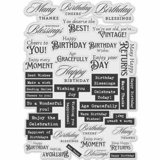 Verjaardagsgevoelens Woorden Sticker (Voorkant)