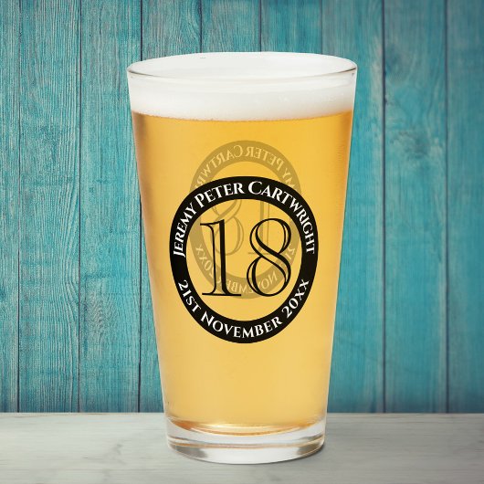 Verjaardagsglas 18 jaar glas