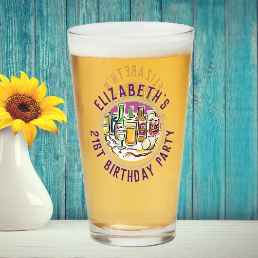 Verjaardagsglas 21e verjaardag glas