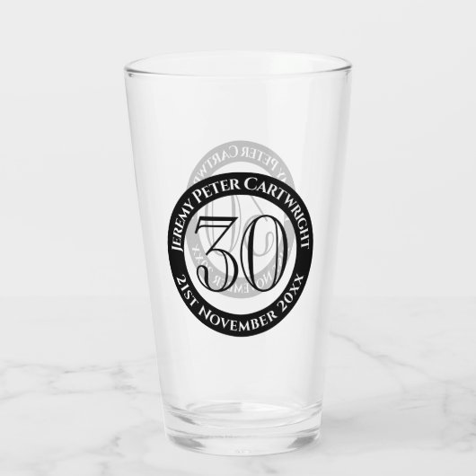 Verjaardagsglas 30 jaar glas (Achterkant)