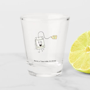 Verjaardagsglas, thema verjaardag thee, theeliefhe shot glas