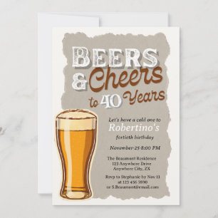 Verjaardagsglas voor mannen 'Cheers & Beers' 40ste Kaart