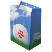 verjaardagsgolf met gras met naam medium cadeauzakje (Voorkant Gekanteld)