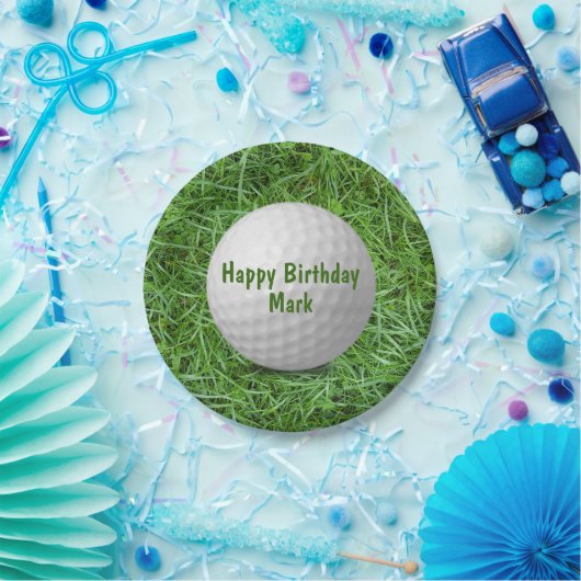 Verjaardagsgolfbal op Grass Paper Bord (Feest)