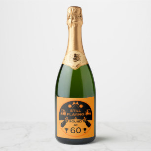 Verjaardagsgolfer op de heuvel sparkling wijnetiket