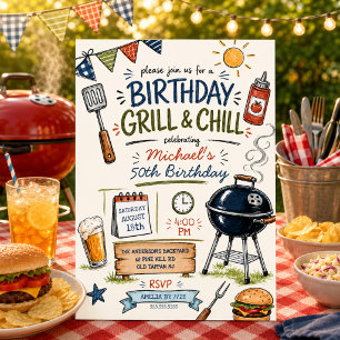 Verjaardagsgrill & Chill BBQ-uitnodiging Kaart